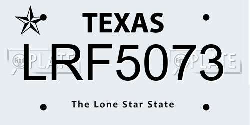 LRF5073 Texas License Plate