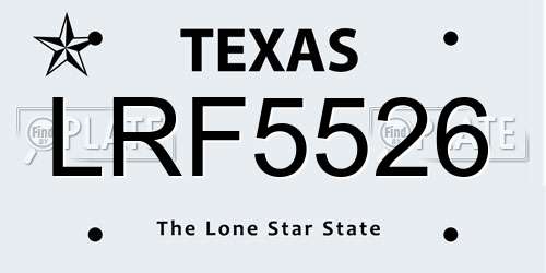 LRF5526 Texas License Plate