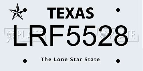 LRF5528 Texas License Plate