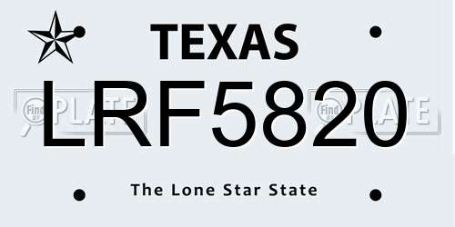 LRF5820 Texas License Plate