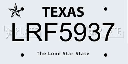 LRF5937 Texas License Plate