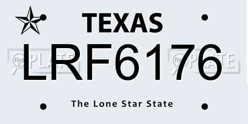 LRF6176 Texas License Plate