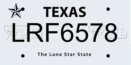 LRF6578 Texas License Plate