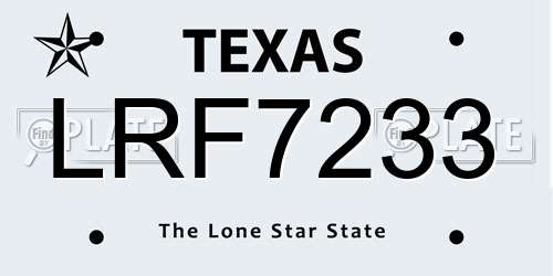 LRF7233 Texas License Plate