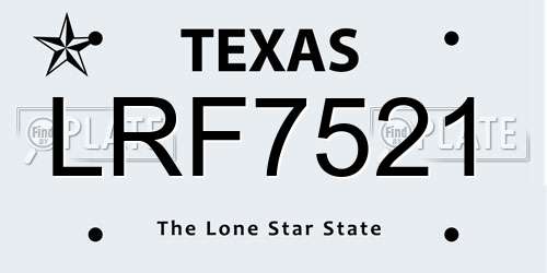 LRF7521 Texas License Plate