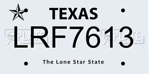 LRF7613 Texas License Plate