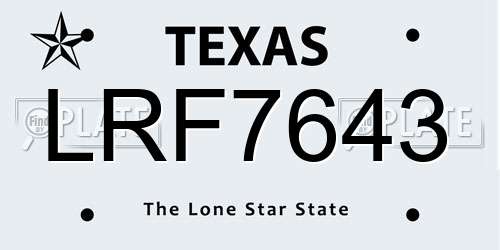 LRF7643 Texas License Plate