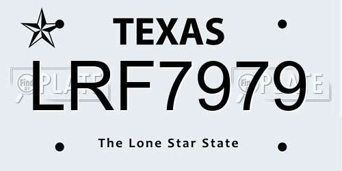 LRF7979 Texas License Plate