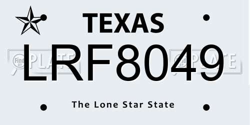 LRF8049 Texas License Plate