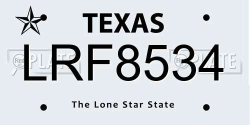 LRF8534 Texas License Plate