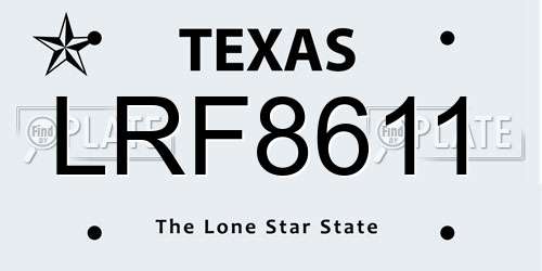 LRF8611 Texas License Plate