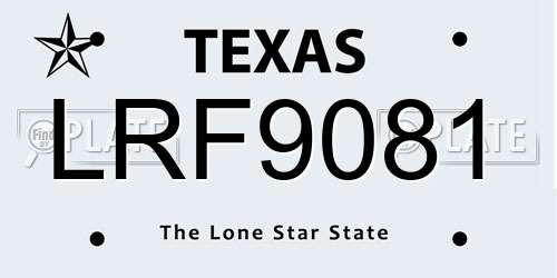 LRF9081 Texas License Plate
