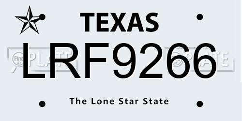 LRF9266 Texas License Plate