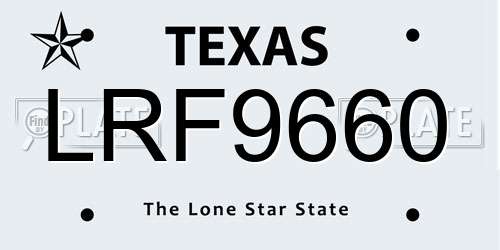 LRF9660 Texas License Plate