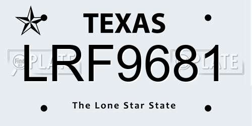 LRF9681 Texas License Plate