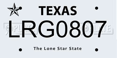 LRG0807 Texas License Plate