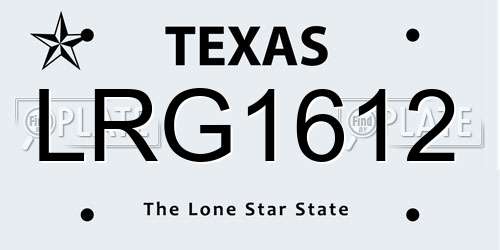 LRG1612 Texas License Plate