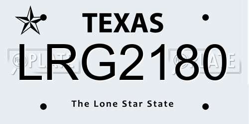 LRG2180 Texas License Plate