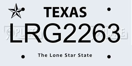 LRG2263 Texas License Plate