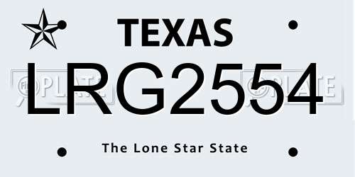 LRG2554 Texas License Plate