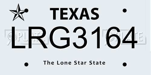 LRG3164 Texas License Plate