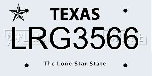 LRG3566 Texas License Plate