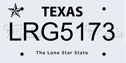 LRG5173 Texas License Plate