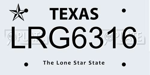 LRG6316 Texas License Plate