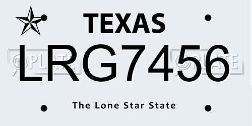 LRG7456 Texas License Plate