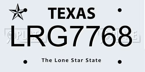 LRG7768 Texas License Plate
