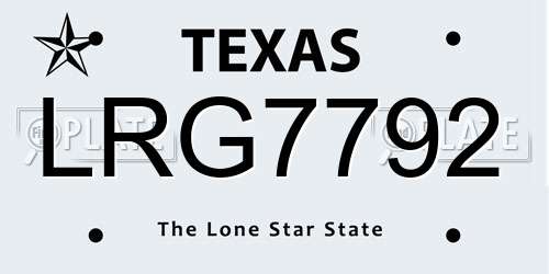 LRG7792 Texas License Plate