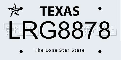 LRG8878 Texas License Plate