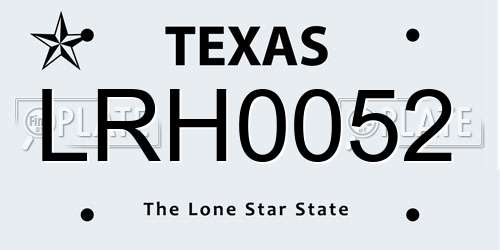 LRH0052 Texas License Plate
