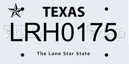 LRH0175 Texas License Plate