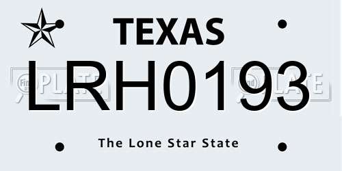 LRH0193 Texas License Plate