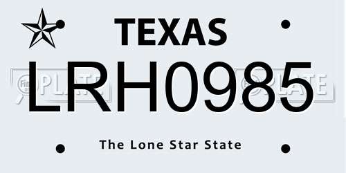 LRH0985 Texas License Plate