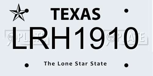 LRH1910 Texas License Plate