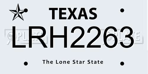 LRH2263 Texas License Plate