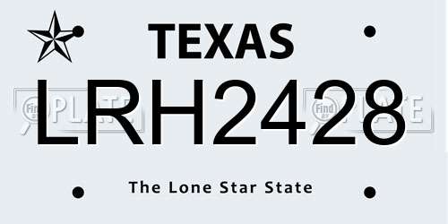 LRH2428 Texas License Plate