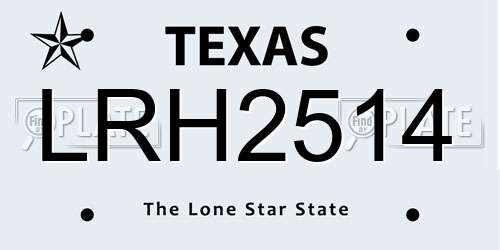 LRH2514 Texas License Plate