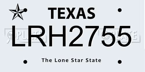 LRH2755 Texas License Plate