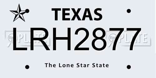 LRH2877 Texas License Plate