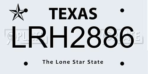 LRH2886 Texas License Plate