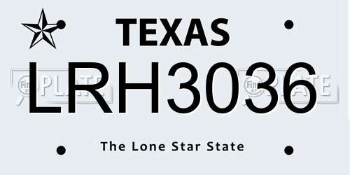 LRH3036 Texas License Plate