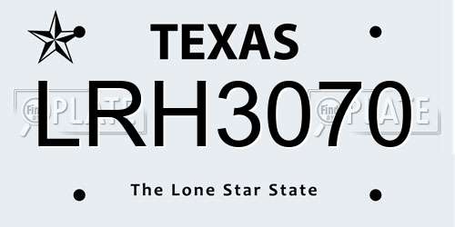 LRH3070 Texas License Plate