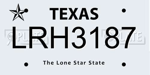 LRH3187 Texas License Plate