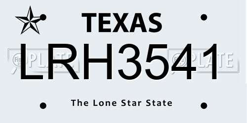 LRH3541 Texas License Plate