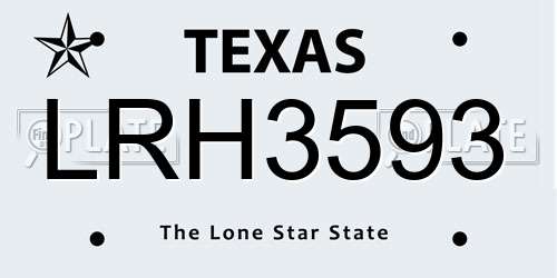 LRH3593 Texas License Plate