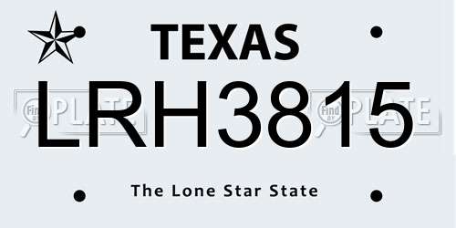 LRH3815 Texas License Plate