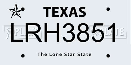 LRH3851 Texas License Plate